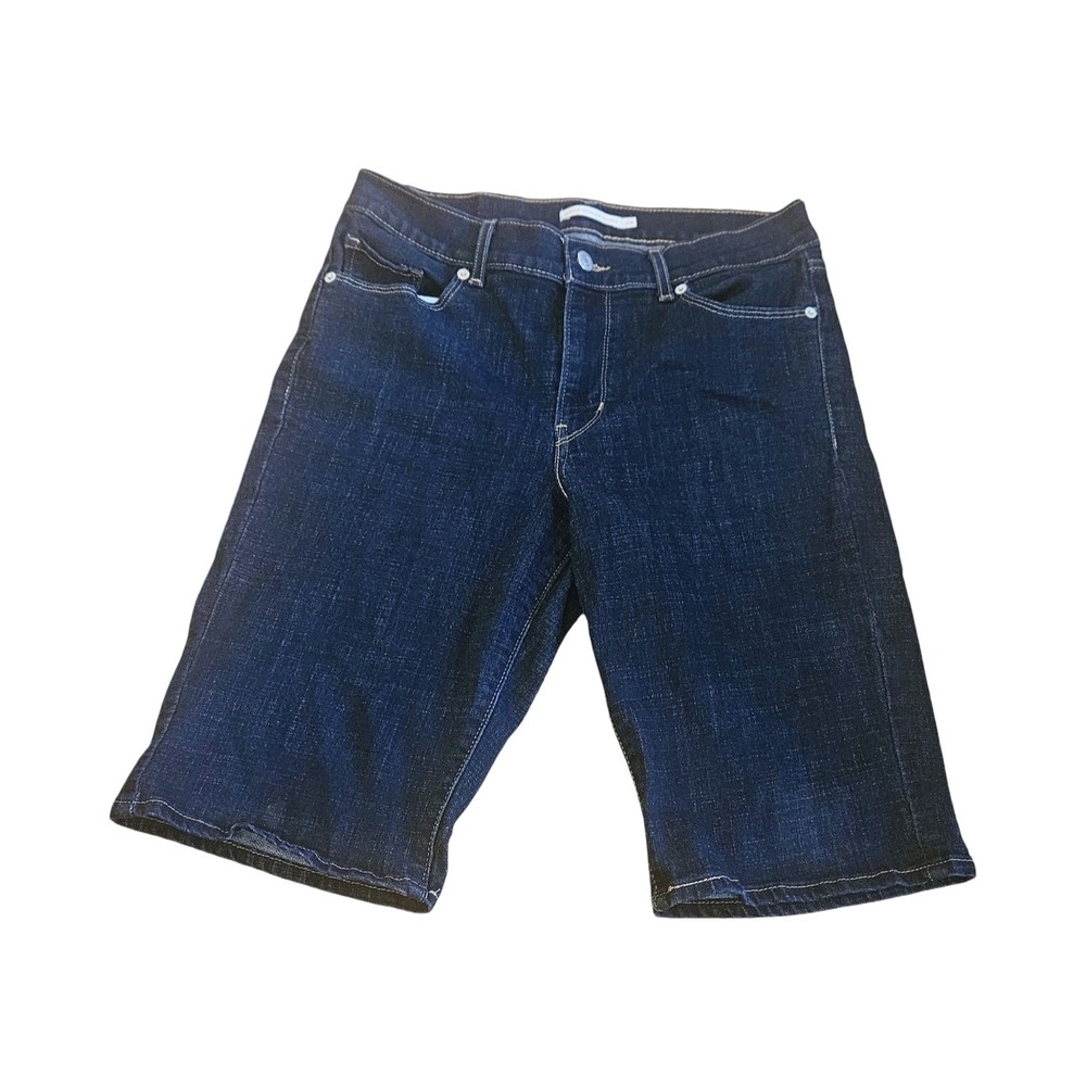 Levis Classic Bermuda Shorts Dark Wash Denim Mid Rise Womens Size 29